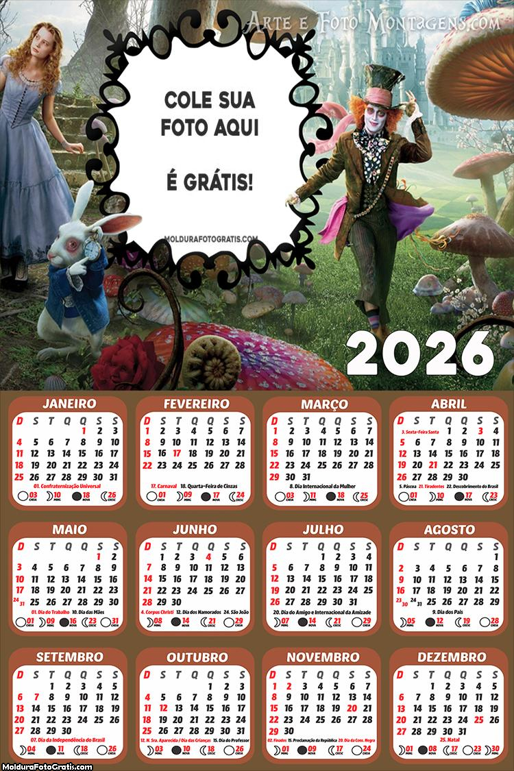 Calendário Alice 2026