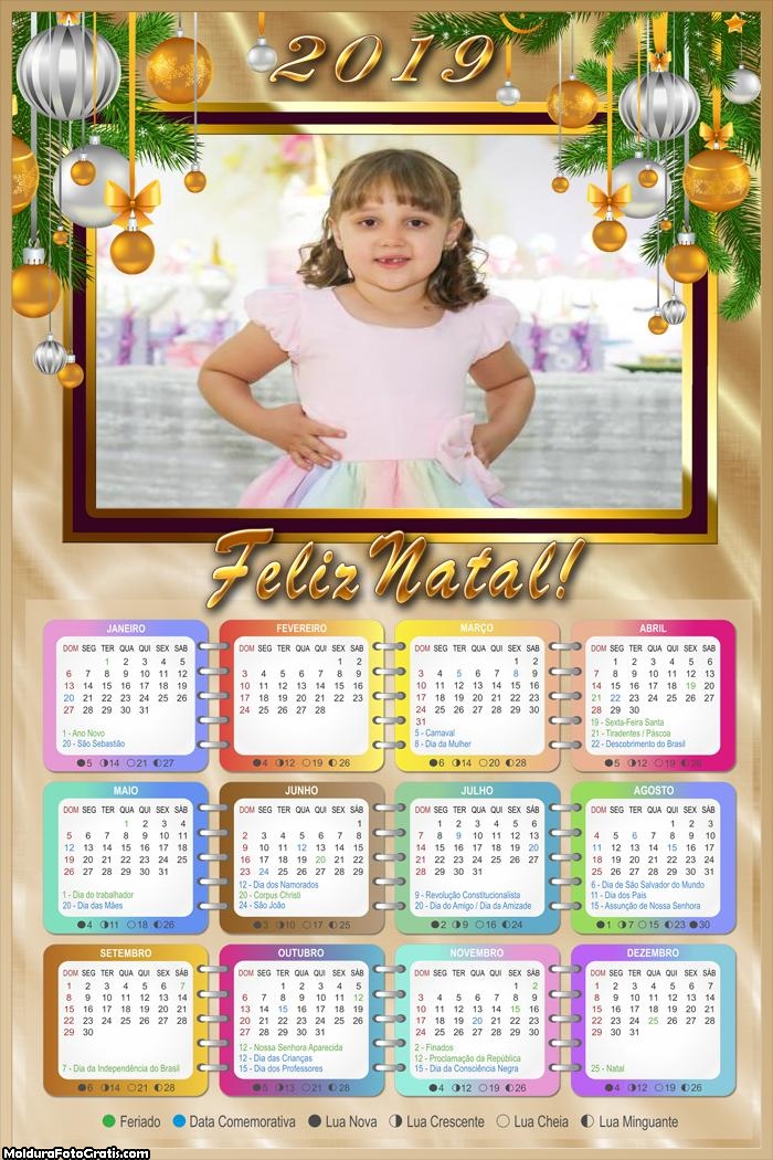 Calendário Enfeite Simples de Natal 2019