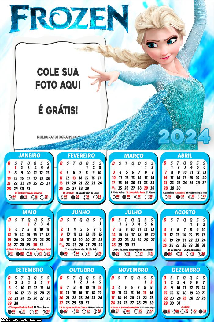 Calendário Princesa Elsa Frozen 2024