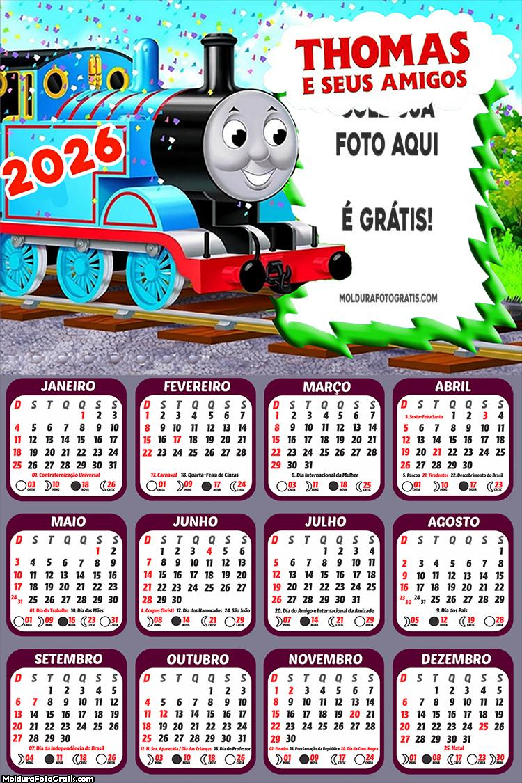 Calendário Thomas e Seus Amigos 2026
