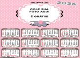 Calendário Elefantinho Rosa e Cinza 2026