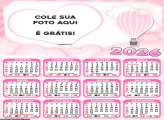 Calendário Balão de Ar Rosa 2026