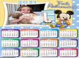 Calendário Mickey 1 Ano Feliz Aniversário 2021