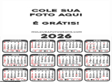 Calendário em Branco 2026 para Montagem de Foto