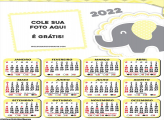 Calendário Elefantinho Amarelo e Cinza 2022