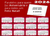 Calendário Aniverário Feliz Natal 2026