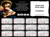 Calendário com Oração Ave Maria 2026